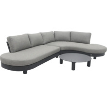 Graue Gartenlounge mit rundem Tisch