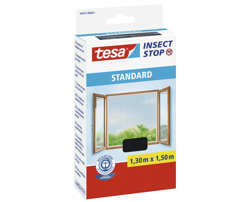Fliegengitter für Fenster tesa Insect Stop Standard ohne Bohren anthrazit 130x150 cm