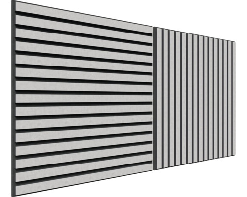 Deux panneaux de clôture différents avec des lamelles horizontales et verticales