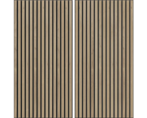 Deux panneaux en bois avec structure à lamelles pour habiller les murs