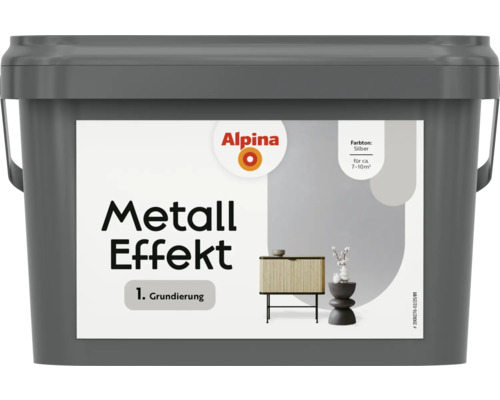 Eimer mit Alpina Metall Effekt Grundierung in Silber