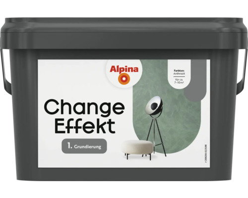 Couche d'apprêt Alpina peinture à effet Change Farbeffekt anthracite 2,5 l Seau d''apprêt Alpina Change Effekt anthracite pour environ 7 à 10 mètres carrés
