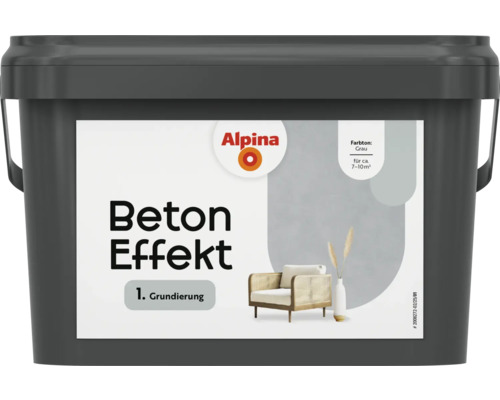 Couche d'apprêt Alpina peinture à effet béton Farbeffekt gris 2,5 l Seau d''apprêt Alpina Effet béton pour l''intérieur