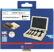 Jeu de forets à bois Bosch Expert, cinq pièces dans une boîte en bois
