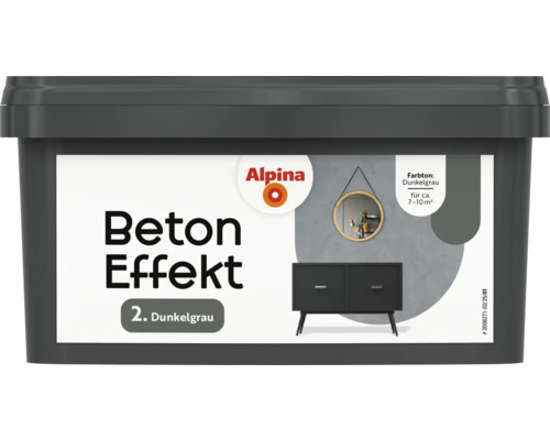 Alpina Beton Effekt Farbe Dunkelgrau im Eimer