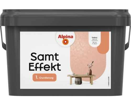 Couche d'apprêt Alpina peinture à effet velours Farbeffekt alpinaricot 2,5 l Seau de peinture Alpina Samt Effekt abricot comme apprêt