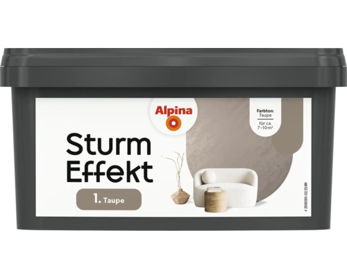 Peinture à effet orage Alpina Farbeffekt taupe 1 l Peinture d''intérieur Alpina Sturm Effekt Taupe pour environ 7 à 10 mètres carrés en seau