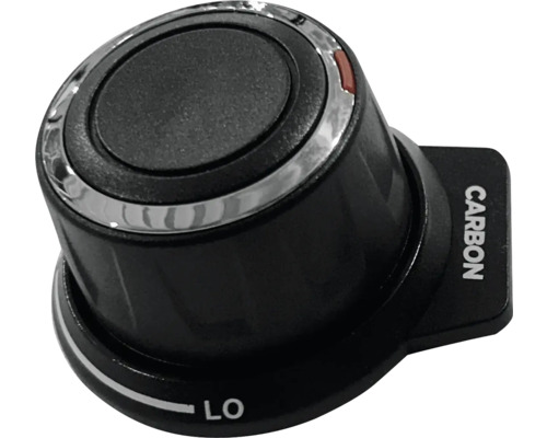 Drehknopf für Kochfeld mit der Aufschrift Carbon