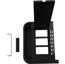 Images d''un meuble de grill noir avec accessoires.