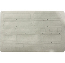 Schablonenblatt mit verschiedenen Formen zum Markieren und Beschriften