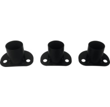 Trois supports de pieds de clôture noirs en métal