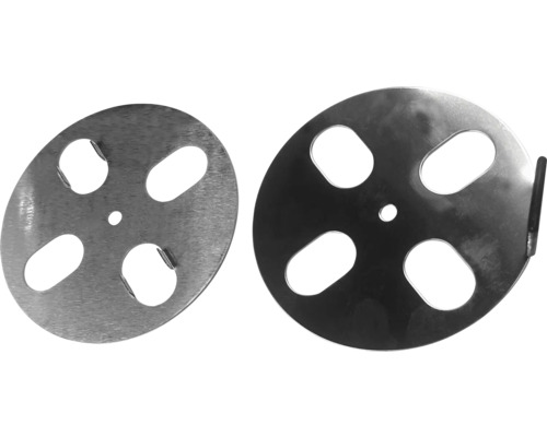 Deux disques métalliques avec des découpes