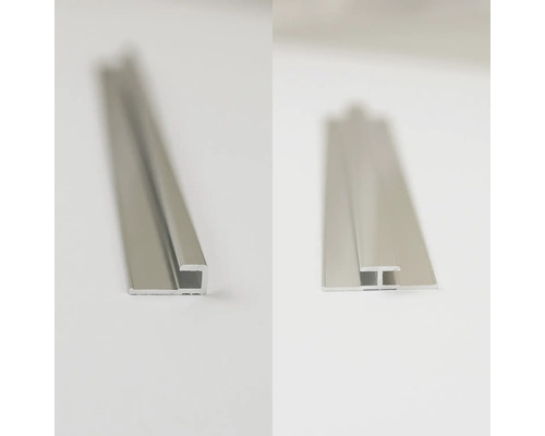 BREUER Profil-Set 2 Express Q72 für Rückwand chrom Länge 210 cm 1 Verbindungsprofil und 2 Endprofile 1447005000157 Aluminiumprofil im Querschnitt