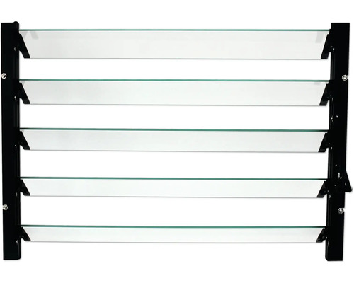 Glaslamellenfenster mit schwarzem Rahmen
