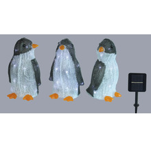 Trois figurines de pingouin avec panneau solaire pour l''extérieur