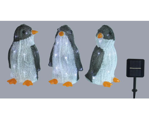 Trois figurines de pingouin avec panneau solaire pour l''extérieur