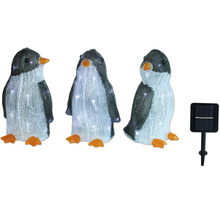Trois figurines de pingouin avec module solaire pour la décoration