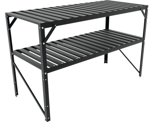 Étagère métallique noire à deux niveaux