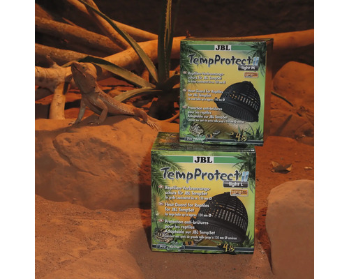 Deux emballages de protections de lampe JBL TempProtect avec un dragon barbu