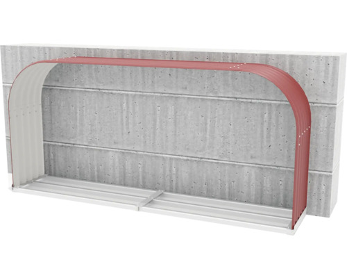 Rangement à bois de chauffage Vitavia Ardor 401, plat, rubis Puits de lumière avec mur en béton
