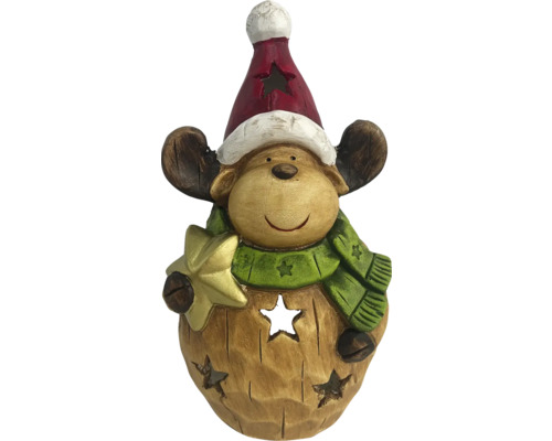 Figurine décorative renne avec bonnet et étoile
