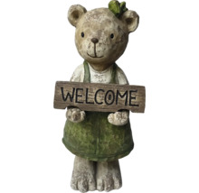 Figurine d''ours décorative avec panneau de bienvenue pour le jardin