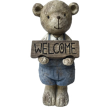 Figurine d''ours décorative avec panneau de bienvenue pour le jardin