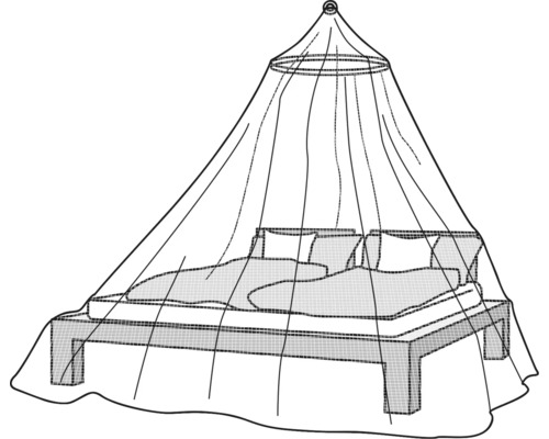 Bett mit Moskitonetz