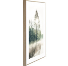 Gerahmtes Wandbild mit Baumlandschaft und Nebel