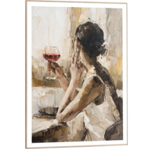 Gemälde einer Frau mit Weinglas im Rahmen