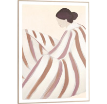 Gerahmtes Bild einer Frau mit gestreifter Decke