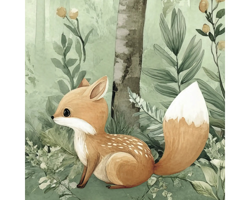 Leinwandbild Fuchs im Wald 30x30 cm Illustration eines Fuchses im Wald
