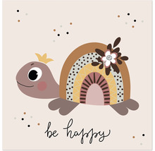 Illustration d''une tortue avec une carapace arc-en-ciel et l''inscription Soyez heureux