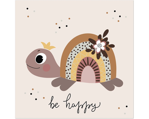 Illustration d''une tortue avec une carapace arc-en-ciel et l''inscription Soyez heureux