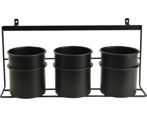 Wandregal mit drei Behältern aus Metall