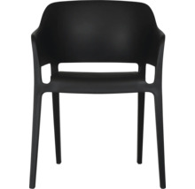 Schwarzer Kunststoffstuhl mit Armlehnen