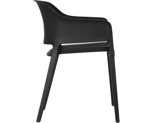 Schwarzer Armlehnstuhl aus Kunststoff