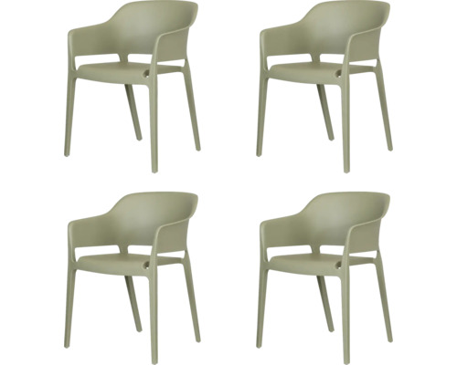 Vier Armlehnstühle aus Kunststoff für den Aussenbereich