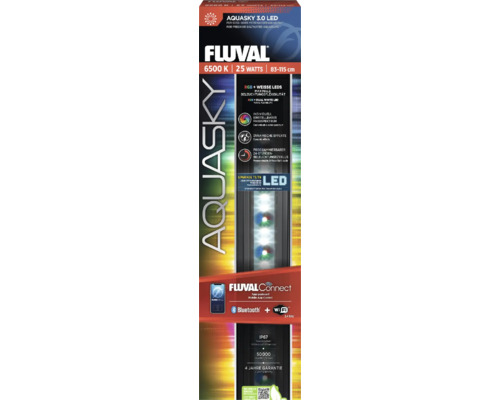 Éclairage d'aquarium Fluval AquaSky LED 3.0 25 W 83 -114 cm commande via l'appli Éclairage d''aquarium Fluval Aquasky 3.0 LED, 25 watts, 6500 kelvins, 83 à 115 centimètres