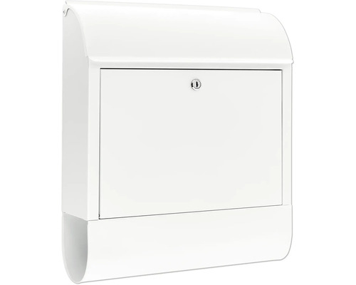 Burg Wächter Briefkasten Scandic 825 BxHxT 380/460/137 mm weiß mit Öffnungsstopp und Zeitungsbox Weißer Briefkasten zur Wandmontage mit Schloss