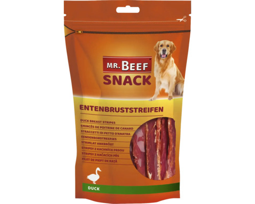 En-cas pour chiens Mr. Beef filet de canard 90 g friandises à mâcher Mr. Beef Snack lanières de poitrine de canard pour chiens