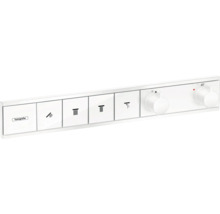 Logo Hansgrohe. Thermostat de douche avec symboles et boutons rotatifs pour le réglage de la température.