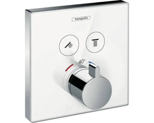 Thermostat de douche encastré hansgrohe SHOWERSELECT GLAS blanc/chrome sans corps de base encastré 15738400