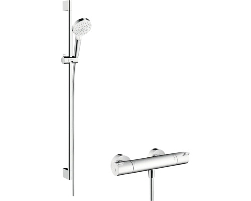Ensemble barre de douche hansgrohe Crometta Vario blanc chrome brillant longueur de barre 959 mm 27813400 Ensemble barre de douche hansgrohe Crometta Vario blanc chrome brillant longueur de barre 959 mm 27813400
