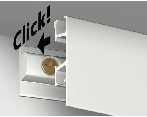 Detailaufnahme einer Deckenleiste mit Klickbefestigung