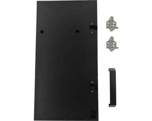 Porte noire avec charnières et poignée pour l''aménagement intérieur