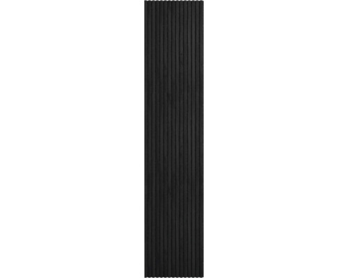 Dunkle Holzpaneele mit vertikalen Lamellen für Wand- oder Deckenverkleidung