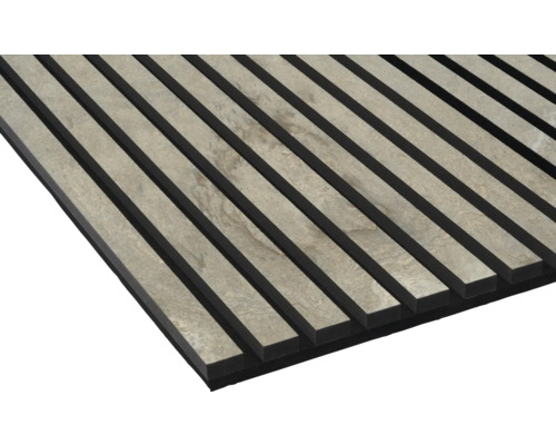 Panneau acoustique avec structure à lattes et aspect pierre