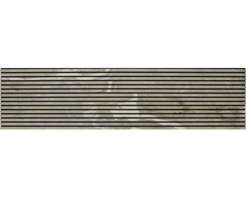 Panneau acoustique avec lattes en bois sur matériau de support