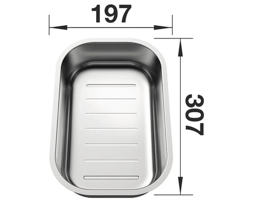 Dimensions d'un évier : 197 x 307 mm